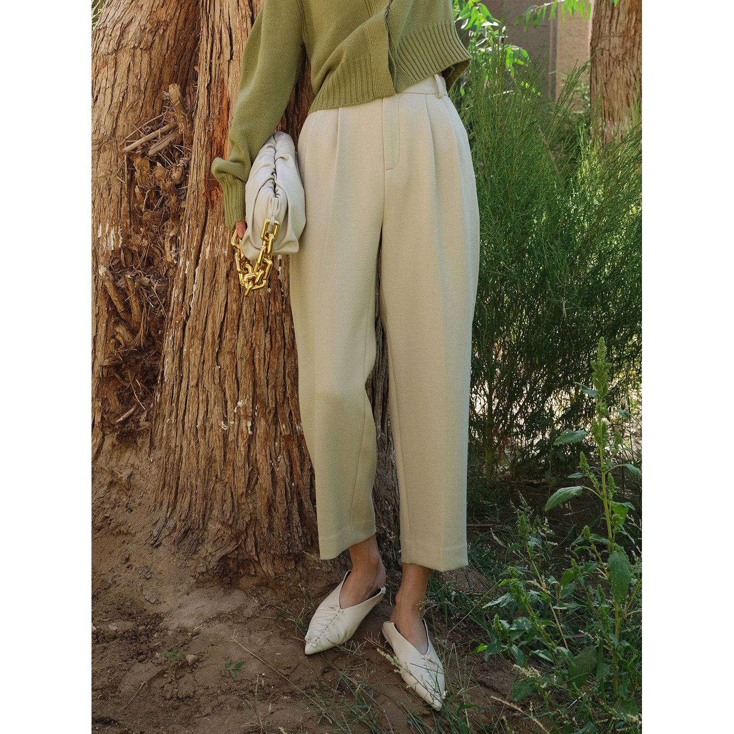 高腰美丽奴羊毛休闲九分裤