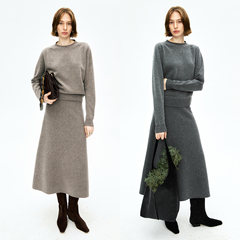 MRS Studios 康赛妮羊毛羊绒 无缝一体成衣长袖针织毛衣/伞裙半裙