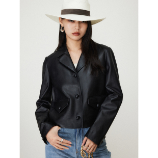 皮衣 MRS rLook小西装 进口绵羊皮柔软复古时髦Di 皮短裙 Studios