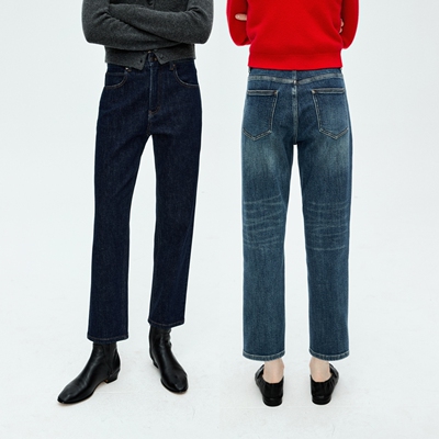 MRS Studios 土耳其ISKO 极简显瘦复古抓绒九分烟管牛仔裤