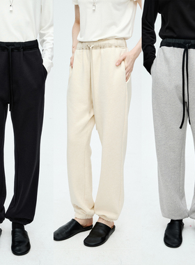 MRS Studios 小众设计醋酸 舒适休闲运动松弛感腰头抽绳加绒卫裤