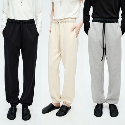 MRS Studios 小众设计醋酸 舒适休闲运动松弛感腰头抽绳加绒卫裤