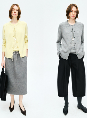 MRS Studios 康赛妮A级山羊绒 时髦摩登 珍珠扣装饰假两件开衫