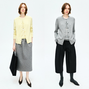 MRS Studios 康赛妮A级山羊绒 时髦摩登 珍珠扣装饰假两件开衫