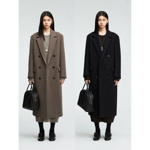 ROW风H-LINE双排扣羊绒西装大衣