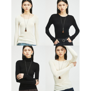 Studios 毛衣打底衫 德国扬子岛精18针 大圆领修身 内搭高领 MRS