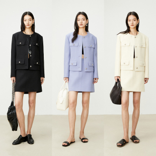 Studios 小香外套  日本进口立体肌理 四贴袋箱式 半裙 经典 MRS