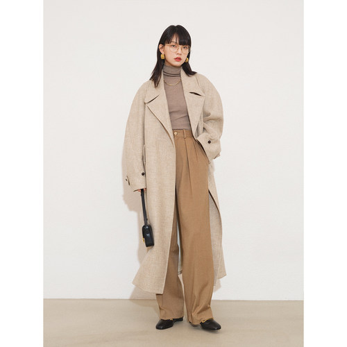 粗花呢羊毛人字纹西装外套大衣