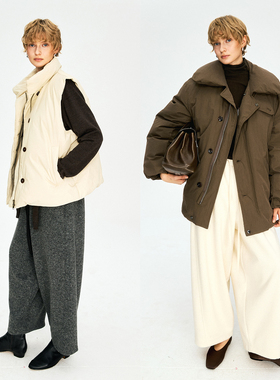 MRS Studios 90白鹅绒 LM翻领/立领2ways中长羽绒服/无袖羽绒马甲