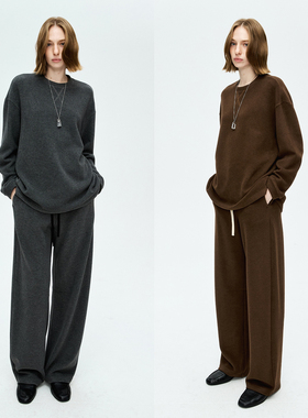 MRS Studios 倍舒适羊毛蚕丝抓绒糯米长袖T卫衣/松紧腰抽绳阔腿裤