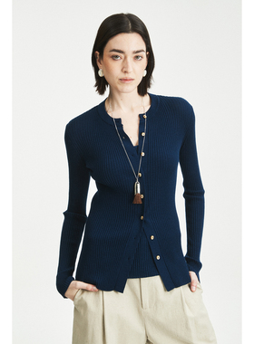 MRS Studios 早春新品 真丝羊毛立体塔罗贝扣针织坑条背心/开衫