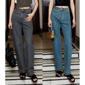 Studios 环保水洗 时髦复古vtg一片式 MRS 剪裁高腰显瘦直筒牛仔裤