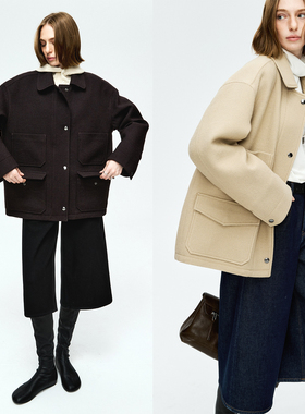 MRS Studios 意大利进口angelico斜纹羊毛工装风工装夹棉外套