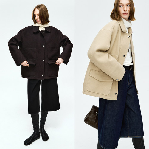 MRS Studios 意大利进口angelico斜纹羊毛工装风工装夹棉外套