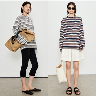 圆领宽松懒人条纹长袖 MRS 舒适柔软全棉 日本进口 T恤 Studios