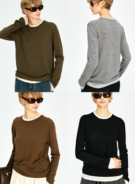 MRS Studios 德国扬子Biella羊毛内搭Bi入假两件针织打底衫羊毛衫