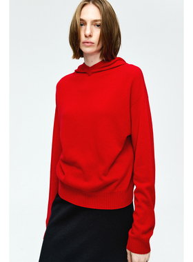 MRS Studios 经典不基础 时髦羊毛羊绒无缝一体连帽打底针织毛衣