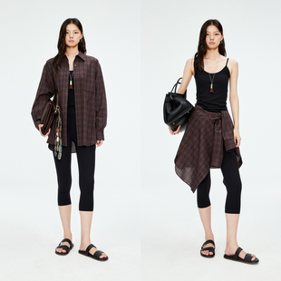 叠穿百搭简约复古知识分子深咖格纹格子衬衫 秋季 衬衣 Studios MRS