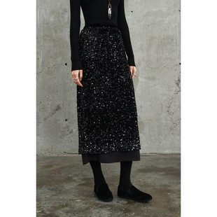 时髦亮片后开叉松紧腰半裙 派对季 MRS Studios