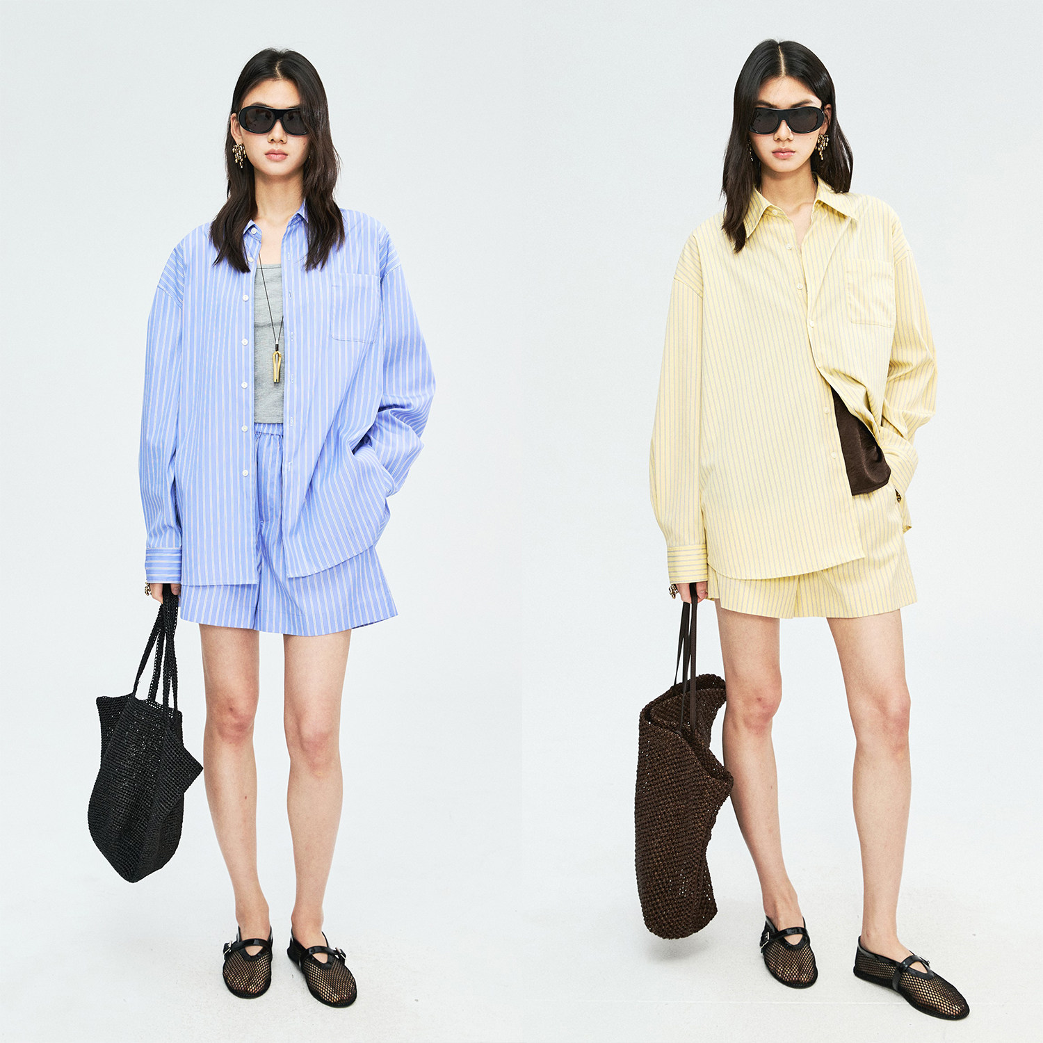 MRS Studios 日本进口色织复古条纹 ROW风度假感宽松衬衫+短裤