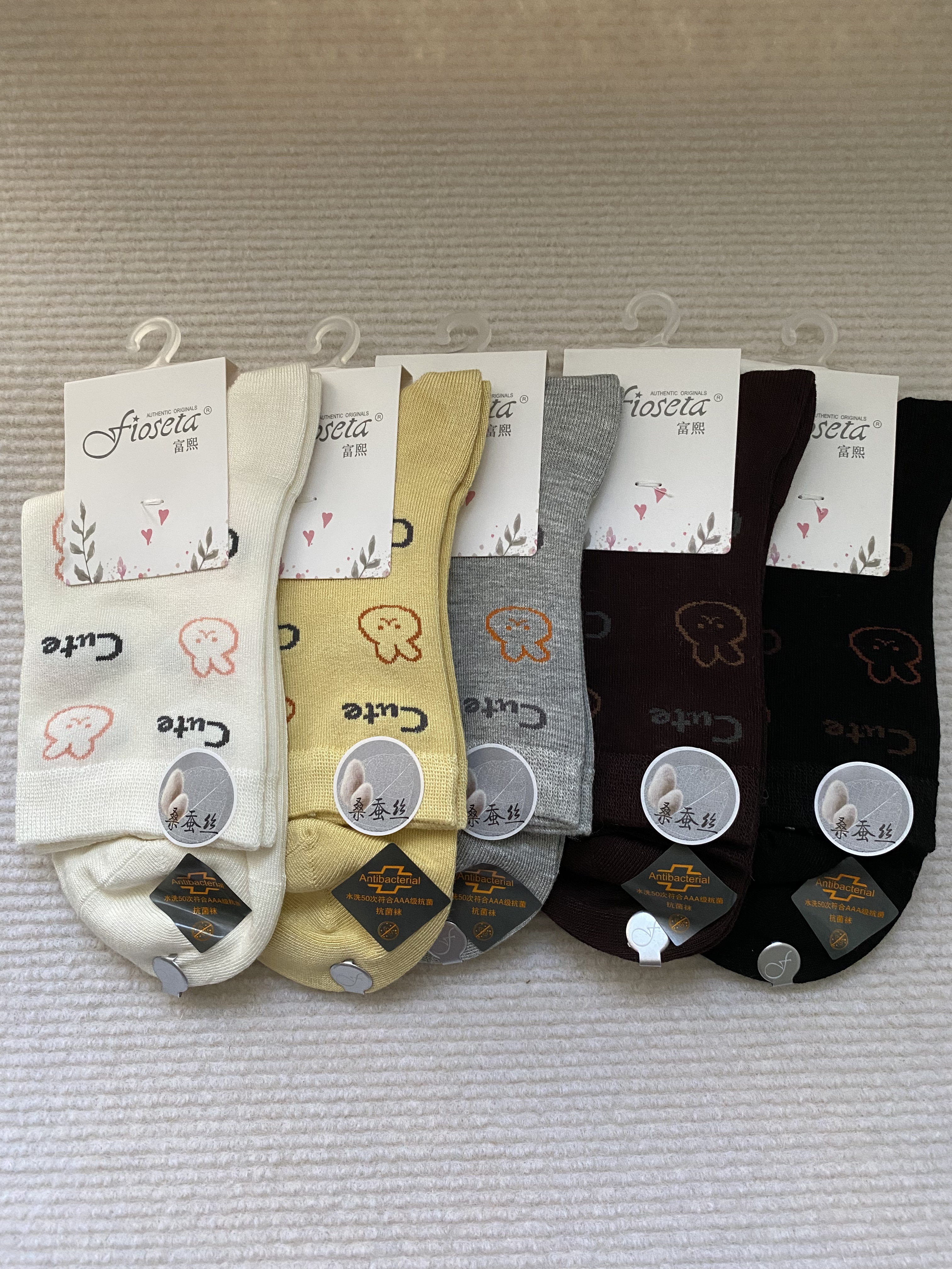 富熙虹途秋冬女袜中筒绢丝桑蚕丝女袜吸汗防臭抗菌女袜无骨缝头袜