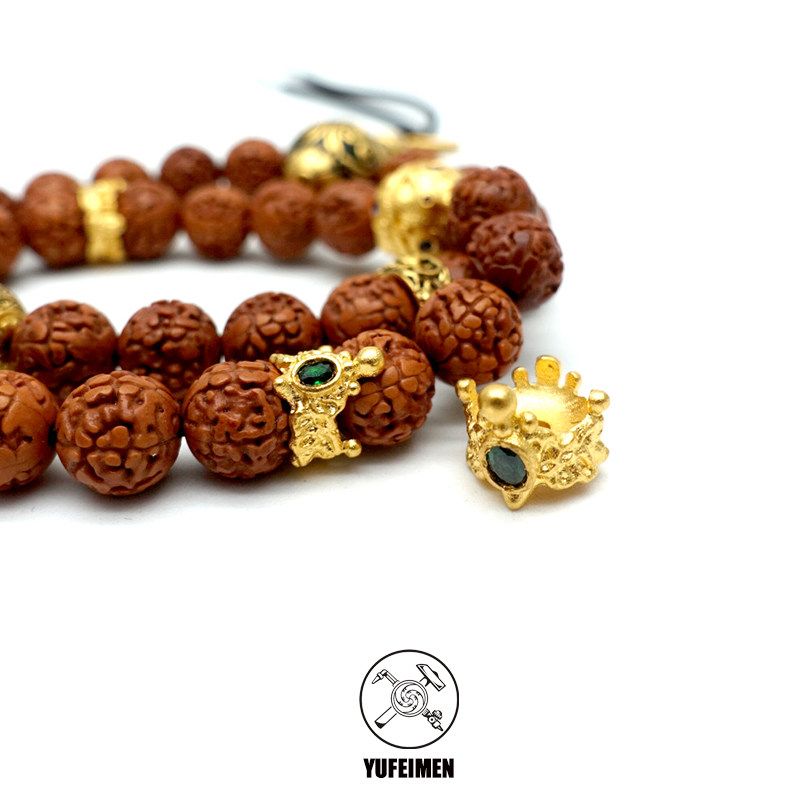 与非门 999足金黄金 绿宝石皇冠卡环骷髅恶灵阿呆尸陀林菩提配饰