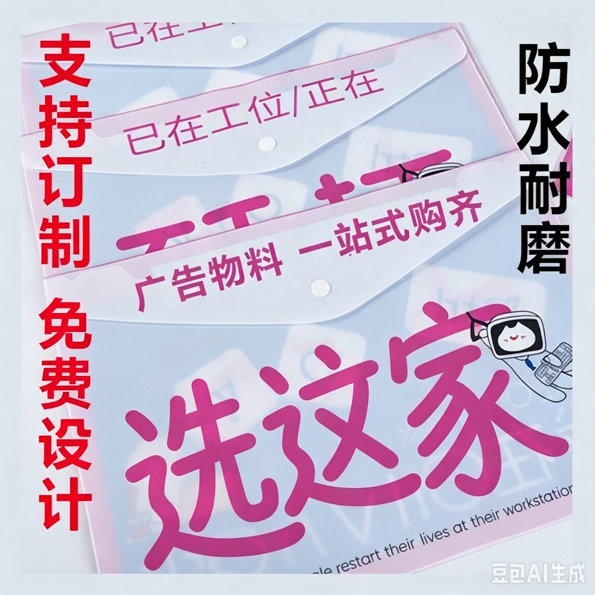 塑料文件夹透明pp文件袋资料夹证件袋档案袋防水订制印刷办公合同