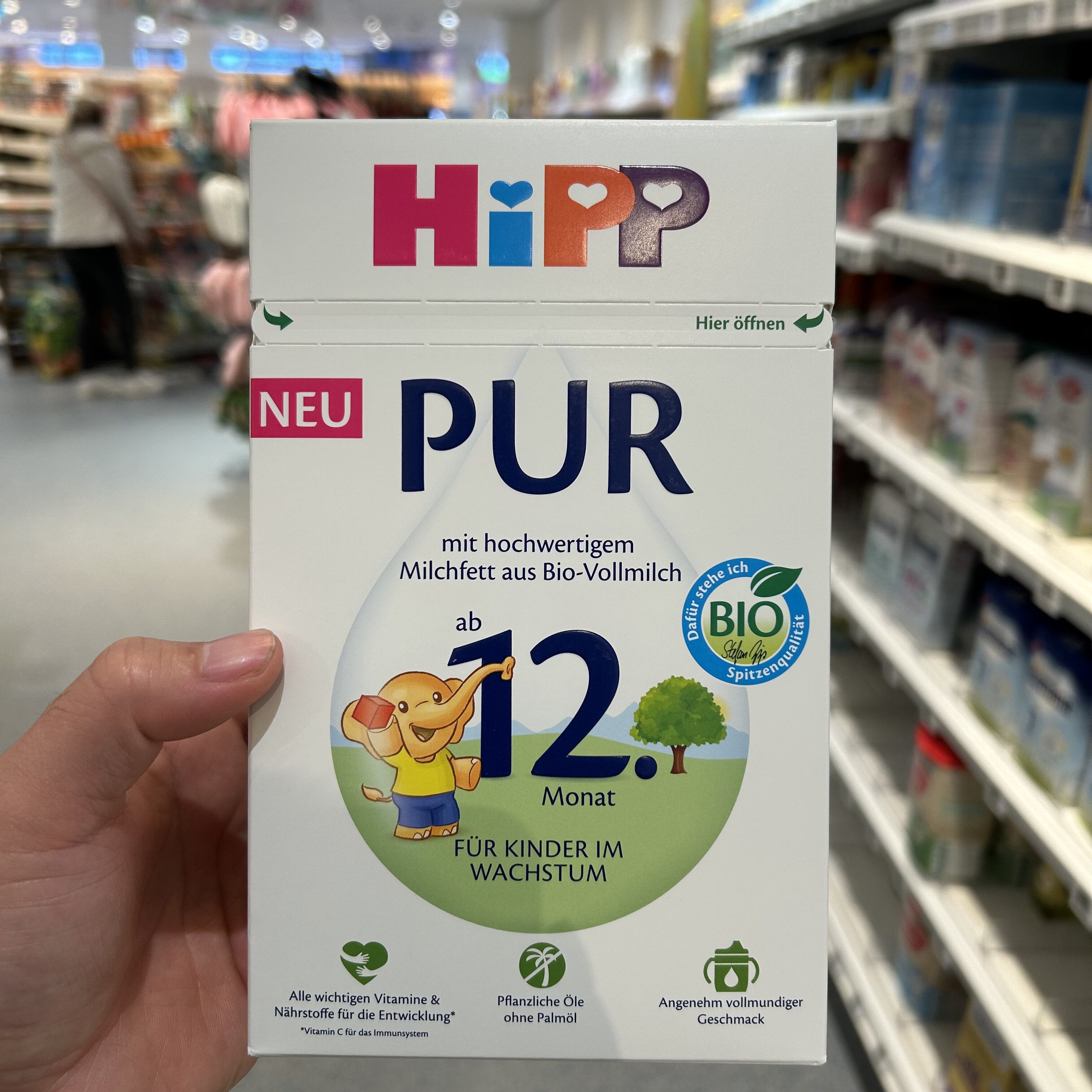 德国HIPP喜宝有机PUR全脂奶粉12+段益生菌Pre段1+段2+段特价直邮