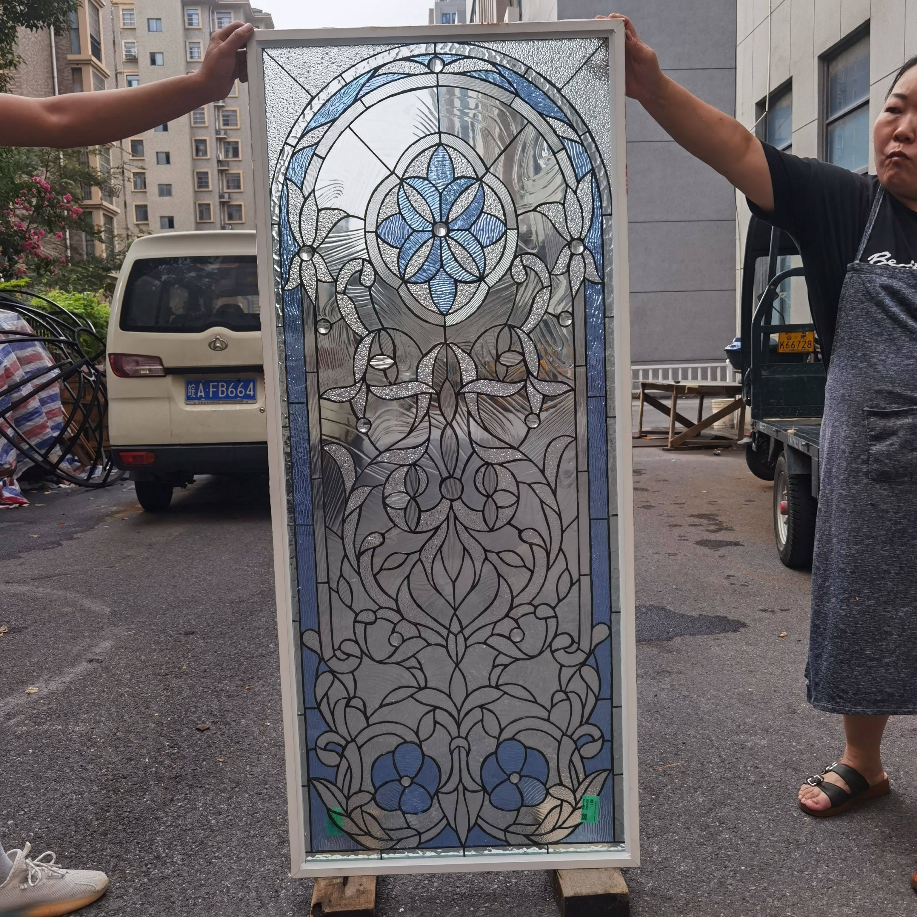 现货蒂凡尼彩色艺术玻璃门窗隔断玄关吊顶屏风挂画防火墙吊顶等