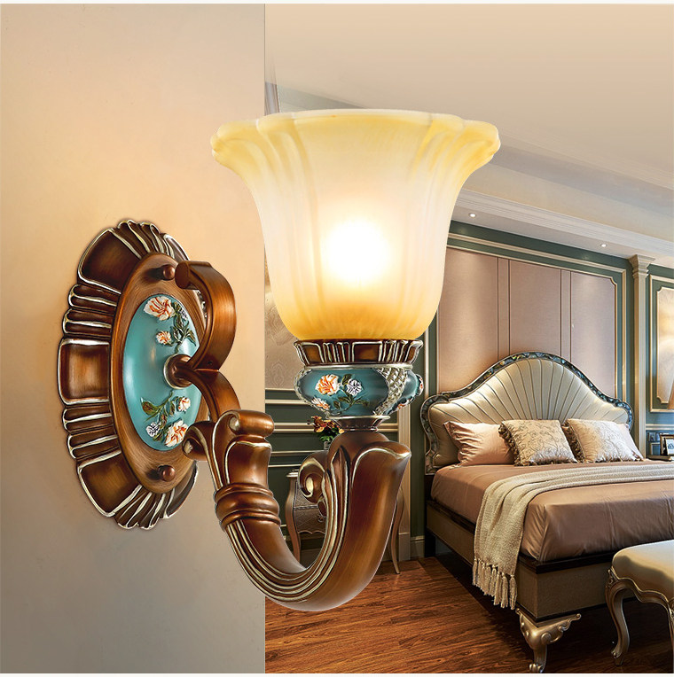 欧式壁灯单头双头复古大气客厅背景墙灯过道楼梯奢华卧室床头灯饰