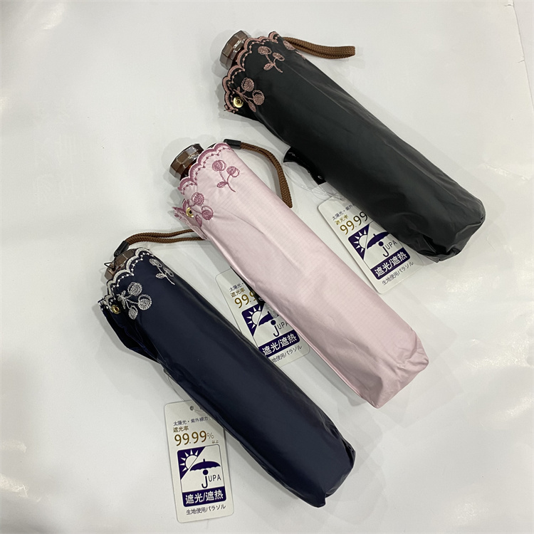 日本遮阳伞小清新黑胶三折防嗮