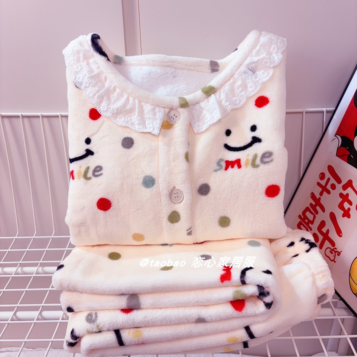 可爱女童睡衣珊瑚绒加厚保暖冬季开衫儿童中大童法兰绒套装家居服