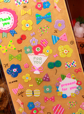 可爱荧光卡通贴画stickers生日派对儿童成长档案册装饰手账小贴纸