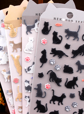可爱猫咪3D立体卡通毛粘布贴画sticker儿童男孩女孩装饰小粘贴纸