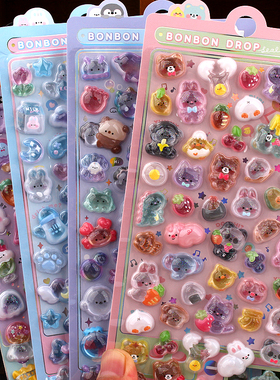 日系3D立体浮雕贴纸sticker可爱动物水晶儿童女孩手机壳装饰贴画