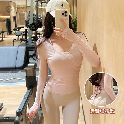 普拉提长袖绑带瑜伽服女