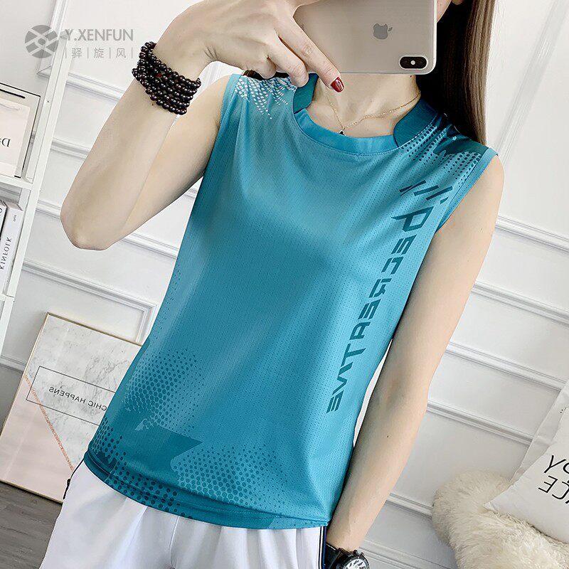 无袖速干短袖女圆领背心