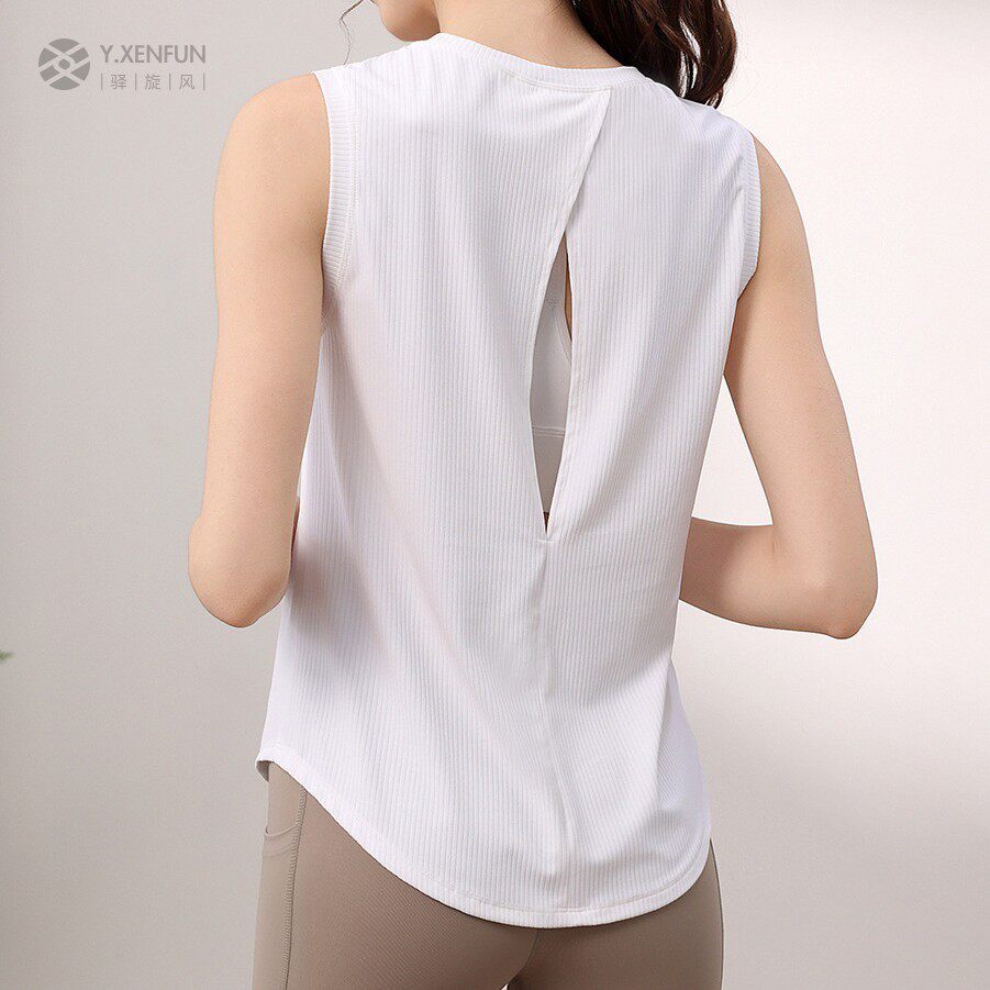 新款瑜伽服运动背心女普拉提跑步训练健身服袖t恤上衣罩衫夏薄款