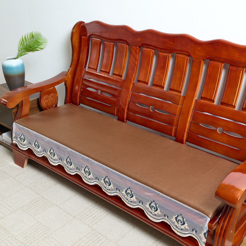 夏天中式冰藤长条椅子沙发垫夏季凉感防滑红实木沙发坐垫套可拆洗