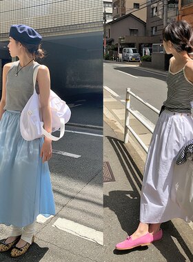 优雅A字半身裙伞裙长裙女