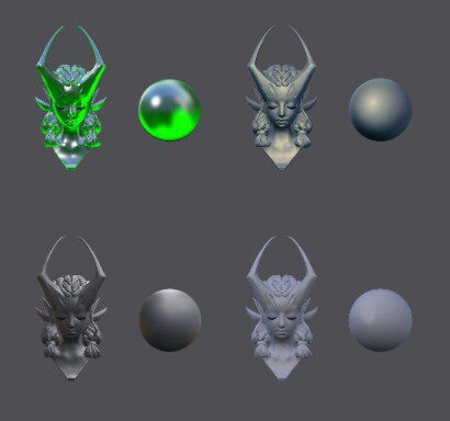 zbrush稀有常用材质球 实用材质球zb材质zb铜像材质金属材质通用