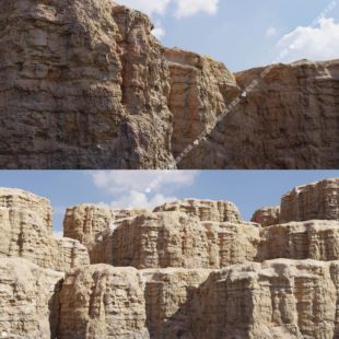 Blender沙漠悬崖岩石扫描石头C4D山脉山体碎石景观三维3D模型MAYA