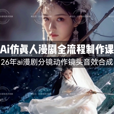 26年Ai仿真人漫剧全流程制作教程 分镜动作镜头音效合成变现课程