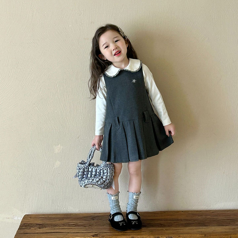 韩版潮花边打底衫刺绣拼接背心裙