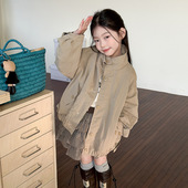 女童春秋装 洋气外套中大童气质儿童休闲上衣半身裙时髦宽松夹克衫