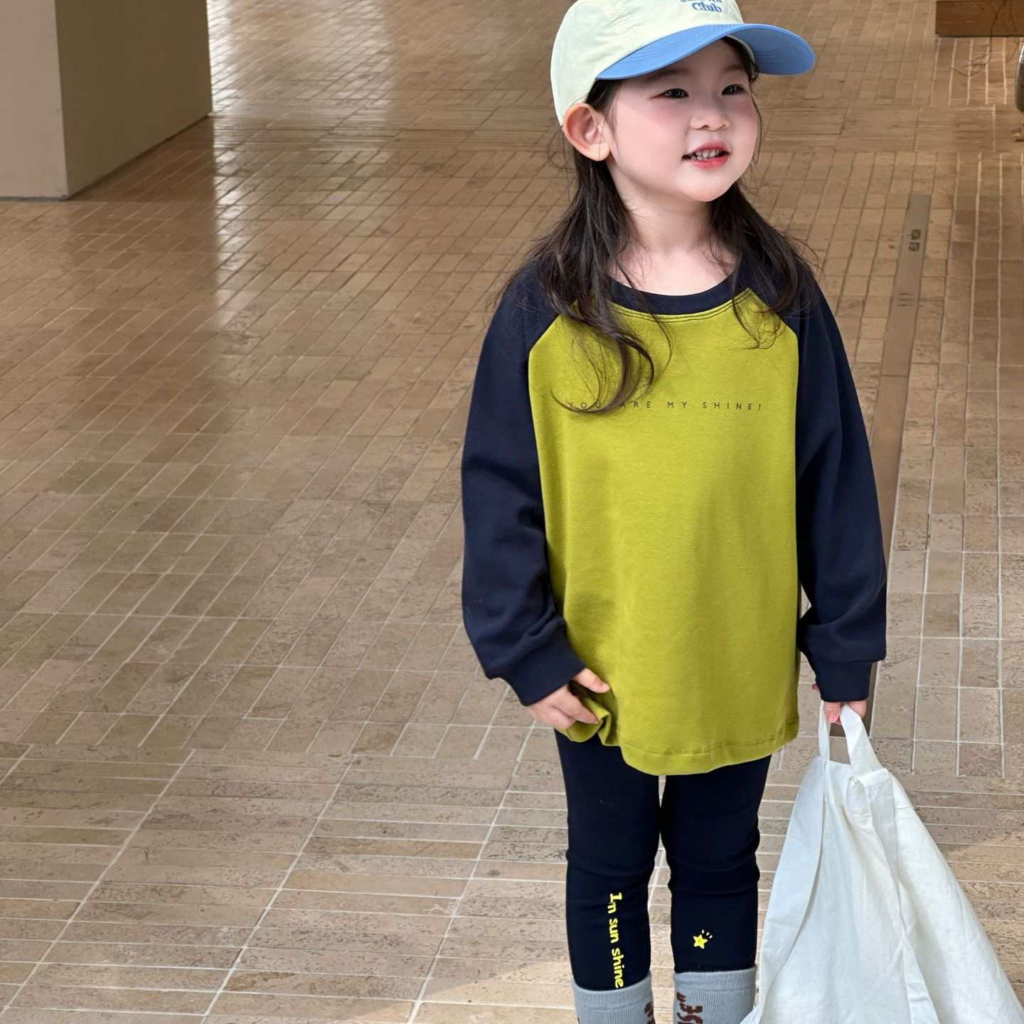 女童拼色长袖T恤打底裤套装休闲