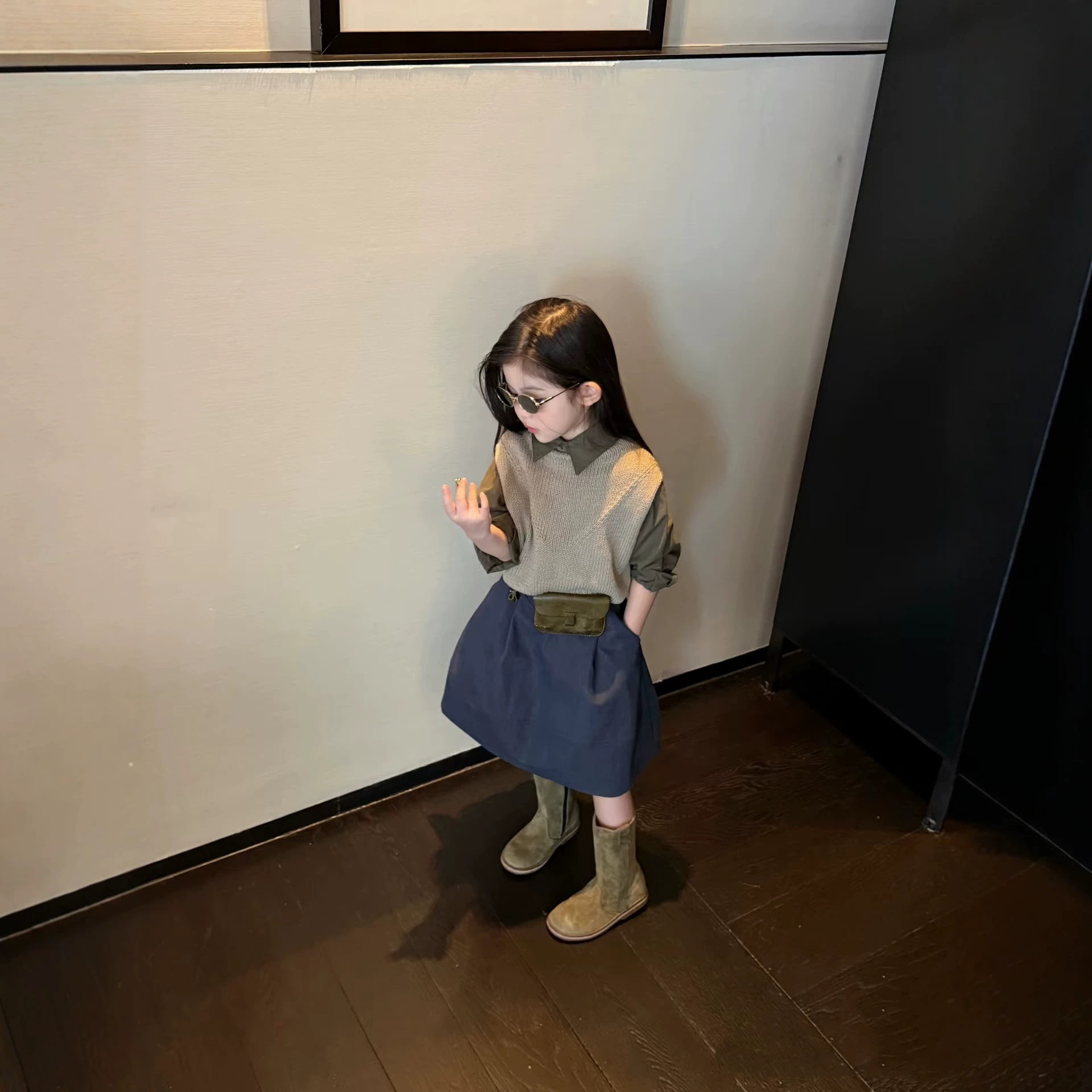 女童秋套装2026新款时尚女宝时髦针织马甲半裙小女孩洋气韩系穿搭