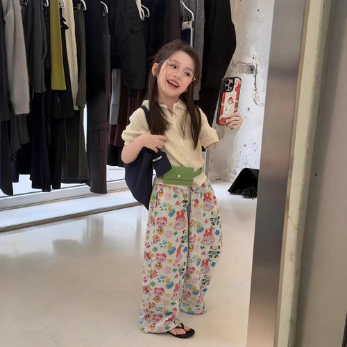 2026春夏装女童短袖T恤套装女宝宝针织polo衫上衣儿童休闲裤韩系