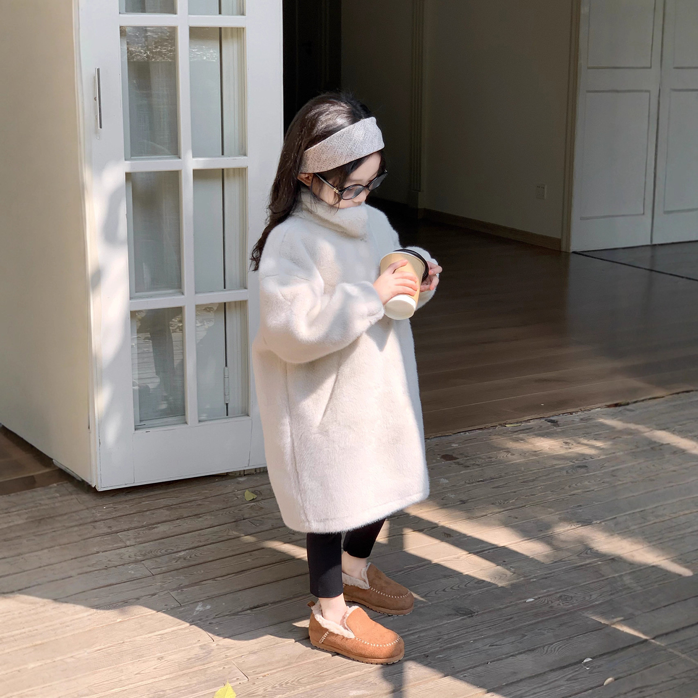 秋冬新款女童皮草外套大衣长款