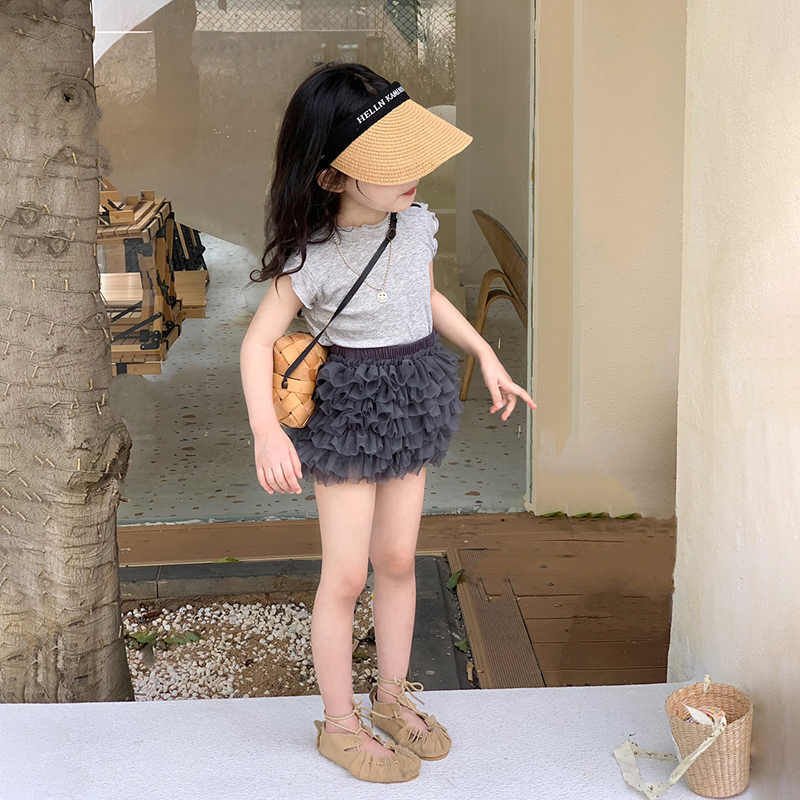 潮木耳边无袖背心蝴蝶结蓬蓬裙裤